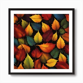 Autumn Leaves Seamless Pattern Art Print