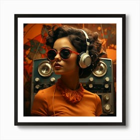 Mixll A Portuguese Woman From The 70s Listening To A Retro Ra 79a2dfb1 6a20 4361 Ba75 A553bd7935c4 3 Art Print