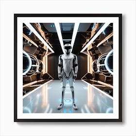 Futuristic Robot In Futuristic Space Art Print