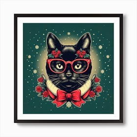 Christmas Cat 2 Art Print