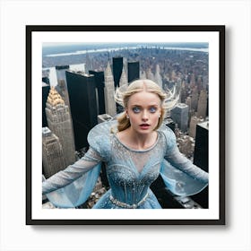 Floating princess over new york Art Print