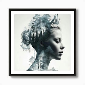 Woman In The Forest Art Print