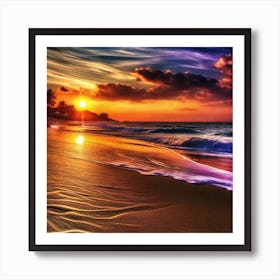 Sunset On The Beach 325 Art Print