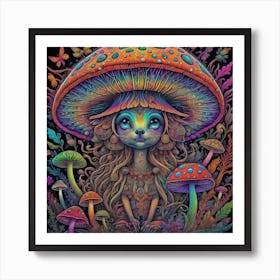 Psychedelic Mushroom Girl 2 Art Print