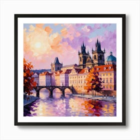 Sunset In Prague Art Print