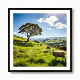 Grass Plant Day Scenic Tour Tourism Rural Green Farm Auckland Cute New Background Scener Art Print