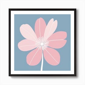 A White And Pink Flower In Minimalist Style Square Composition 460 Art Print