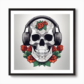 Floral Skull Low Poly Painting (5) Art Print