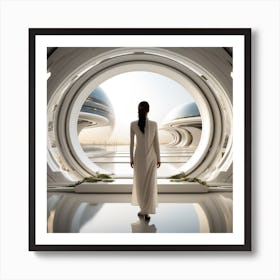 Woman In A White Dress Art Print