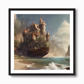 Fantasy Castle On The Beach Art Print