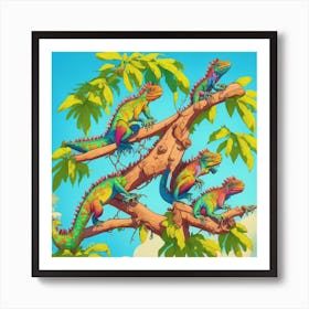 Happy Iguanas Art Print