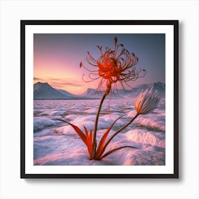 Flower In The Snow Art Print