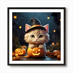 Halloween Kitten Art Print