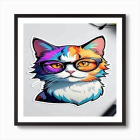 Cat With Glasses Art Print