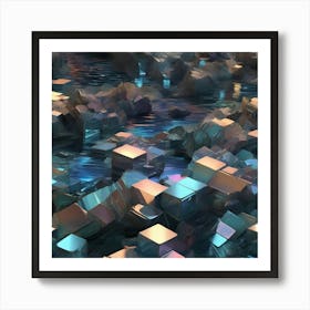 Cubes In Water Art Print