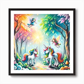 Super Kids Creativity:Unicorns In The Forest Art Print