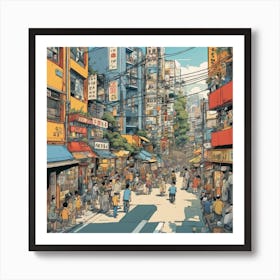 Asian Street Scene Art Print