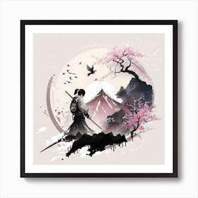 Myeera Japanese Painting Art Geisha Ninja Yin Yang Symbol Sword 6ddd9e98 8574 4a06 B4a1 D6f8767afca3 Art Print