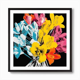 Andy Warhol Style Pop Art Flowers Freesia 3 Square Art Print