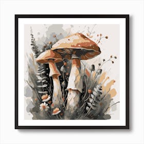 Mushrooms In The Meadow Art Print