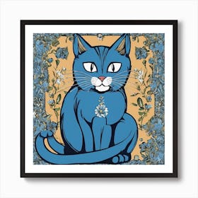 Blue Cat 2 Art Print