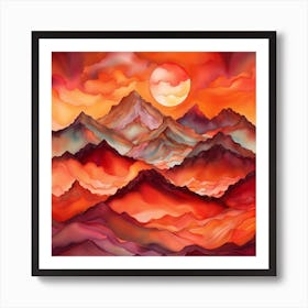 Red Mountains Art Print