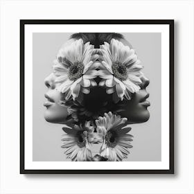 Portrait Of A Woman With Flowers 9 Art Print