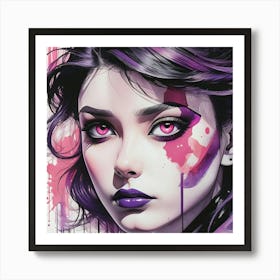 Girl With Purple Eyes Art Print