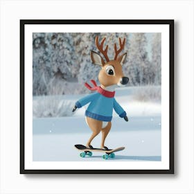 A 3d Render Of A Deer With A Skateboard 0kusd2bgsjeobh9fqnoija 4e1j4vddthw 2p04c Xeww Art Print