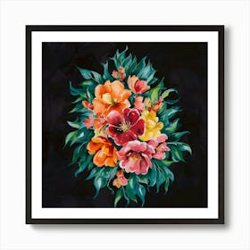 A Stunning Watercolor Painting Of Vibrant Flower (4) (1) Art Print