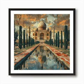 Taj Mahal, collage Art Print