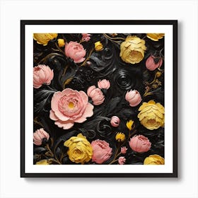 Black and pink and yellow Art Print