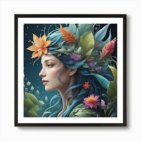 PROFILE WITH FLOWERS 404 Art Print