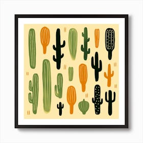 Rizwanakhan Simple Abstract Cactus Non Uniform Shapes Petrol 63 Art Print