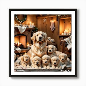 Golden Retriever Puppies Art Print