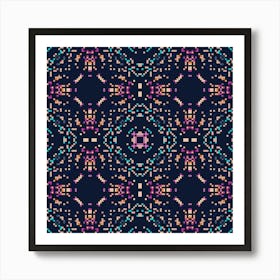 Set of geometric pattern with colored squares 2 Art Print