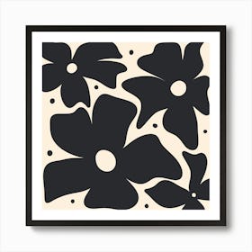 Abstract Monochrome Flowers 3 Art Print