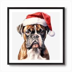 Boxer Dog With Santa Hat 1 Art Print