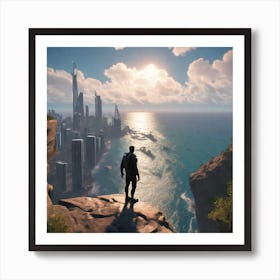 Man Standing On A Cliff 1 Poster