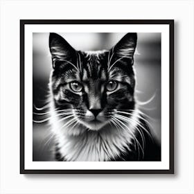 Black And White Cat 33 Art Print