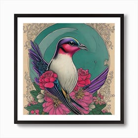 Bird On A Flower Art Print