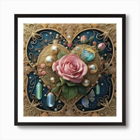 Ornate Vintage Hearts Muted Colors Lace Victorian 12 Art Print