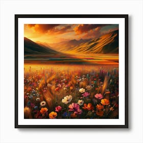 Sunset In The Meadow Art Print