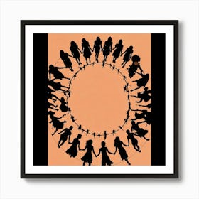 Silhouettes Of Women Holding Hands Art Print