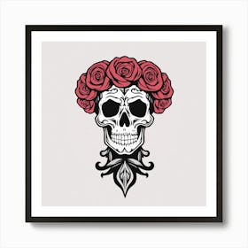 Skull With Roses 5 Art Print