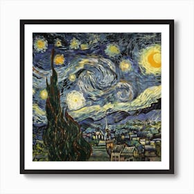 The Starry Night Vincent Van Gogh Art Print Pa(1) Art Print