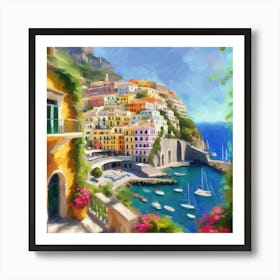 Amalfi Coast Impressions Sunny Day In Vibrant Oil (6) Art Print