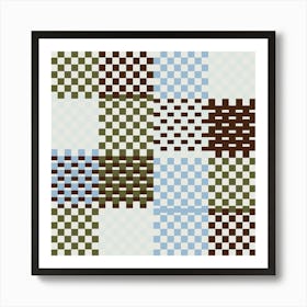 Light Blue Checkered Gingham Art Print