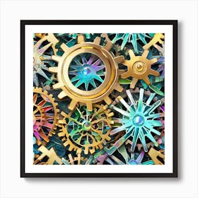 Clockwork Gears Background Art Print