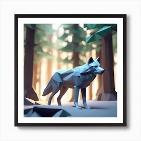 Low Poly Wolf 2 Art Print